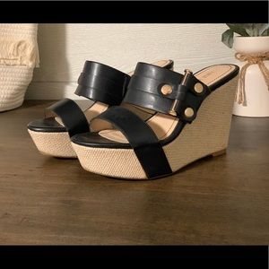 Nine West Navy Lara Wedge Sandals